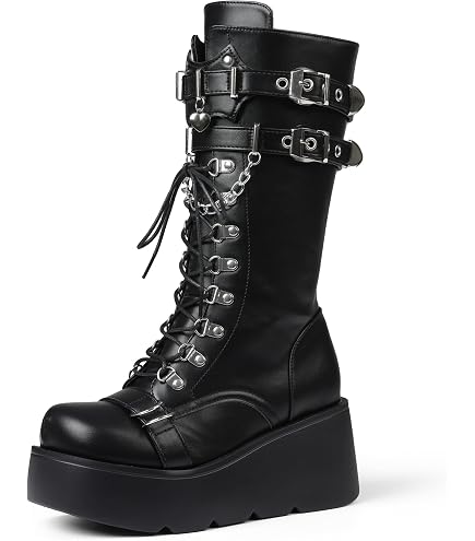 Amazon.com | ZKXYFFS Women's Punk Goth Platform Boots Buckle